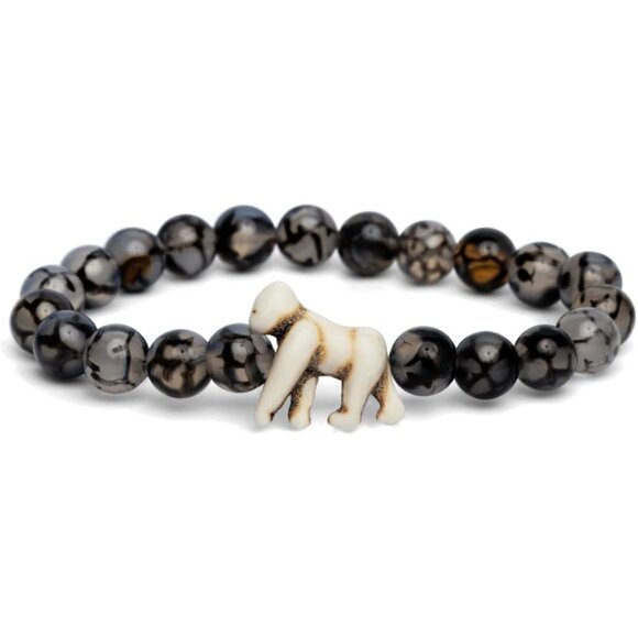 Gorilla Tracking Bracelet Unisex Keystone Stone Glass Eco-Conservation Gift - Picture 1 of 7